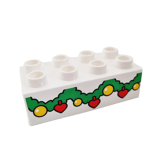 lego duplo bedruckt motivstein winter weihnachten 3011pb063 girlande tannengirlande kugeln dekoration 4x2 weiß