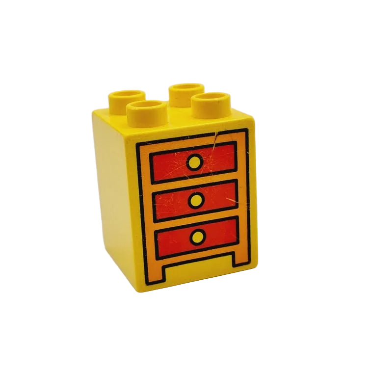 lego duplo bedruckt motivstein 31110pb017 schrank 2x2x2 gelb kommode nachtschrank schubladen einzeln 