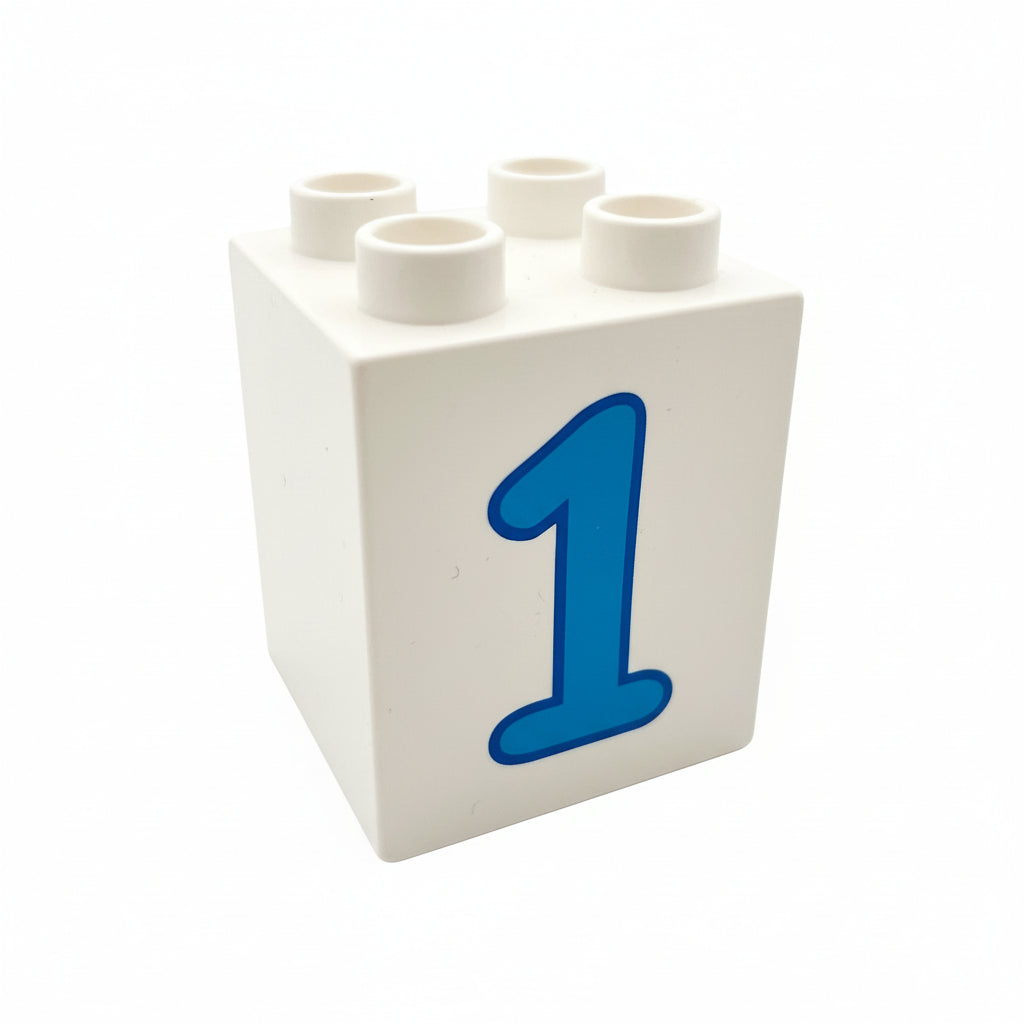 lego duplo bedruckt motivstein zahl ziffer 31110pb021 eins 1 weiß hellblau einzeln 