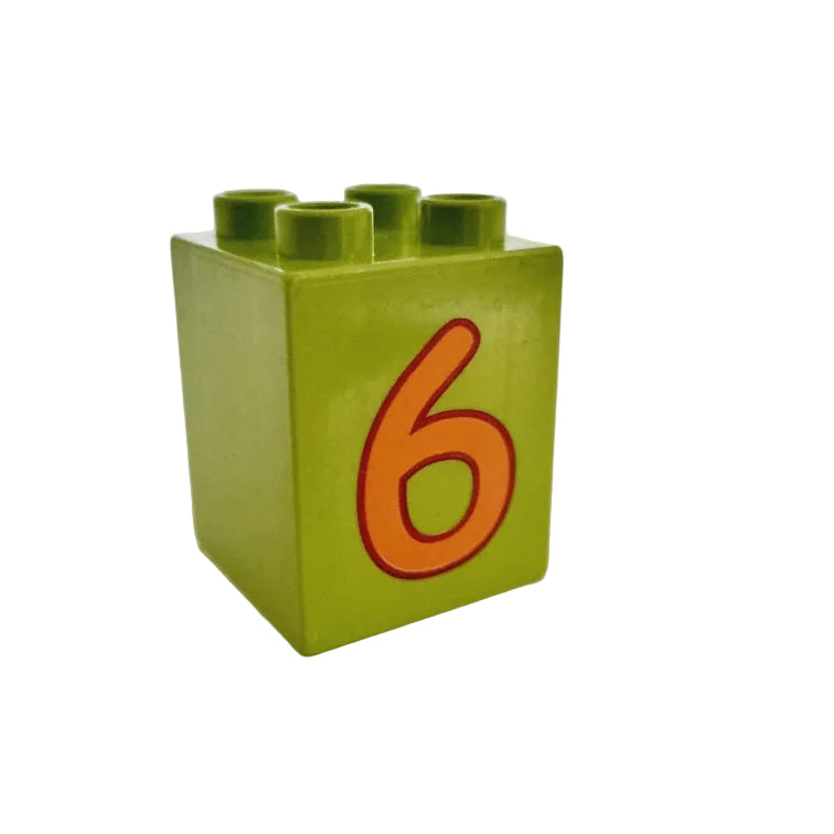 lego duplo bedruckt motivstein zahl ziffer 31110pb026 6 sechs hellgrün orange einzeln