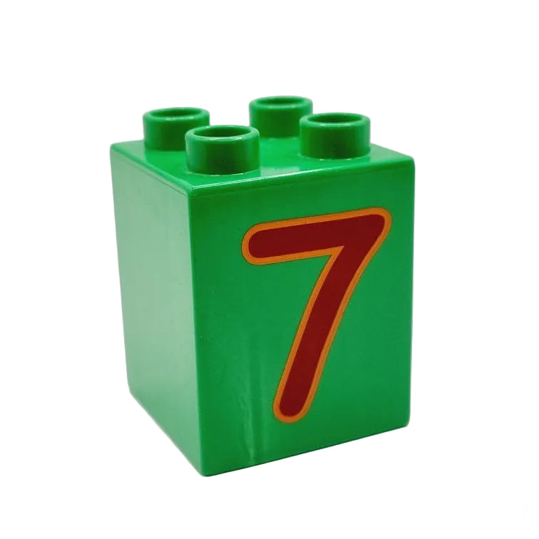 lego duplo bedruckt motivstein zahl ziffer 31110pb027 sieben 7 knallgrün dunkelrot einzeln 