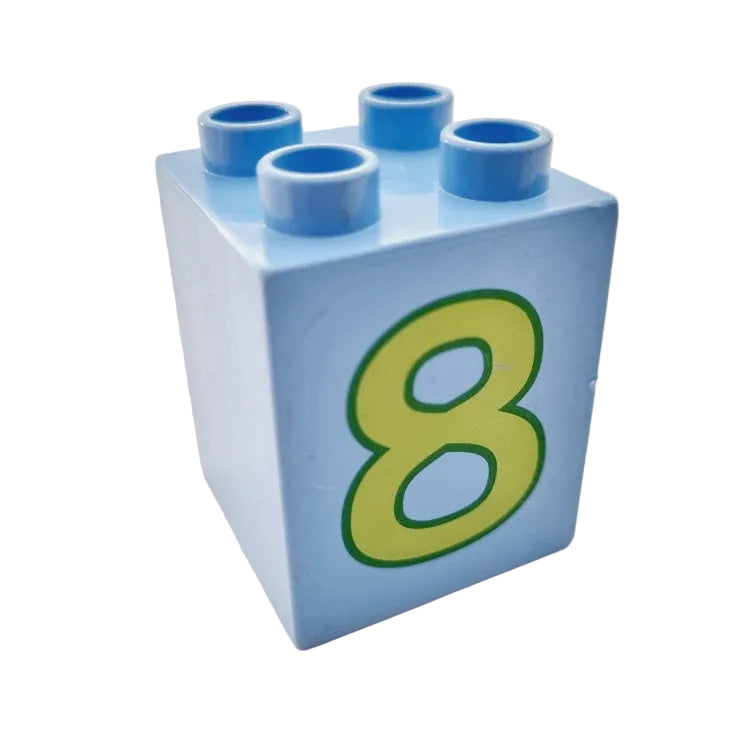 lego duplo bedruckt motivstein zahl ziffer 31110pb028 8 acht hellblau hellgrün 2x2x2 einzeln 