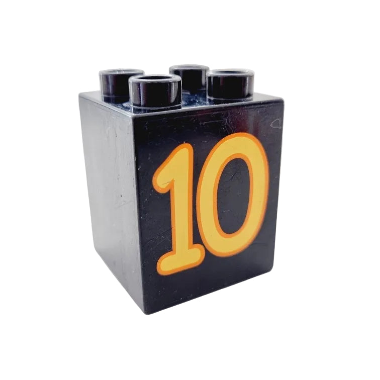 lego duplo bedruckt motivstein zahl ziffer 31110pb030 10 zehn schwarz gelb einzeln einzelteile 2x2x2