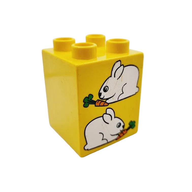 lego duplo bedruckt motivstein tier 31110pb032 2x2x2 hasen gelb möhren weiß einzeln kaninchen