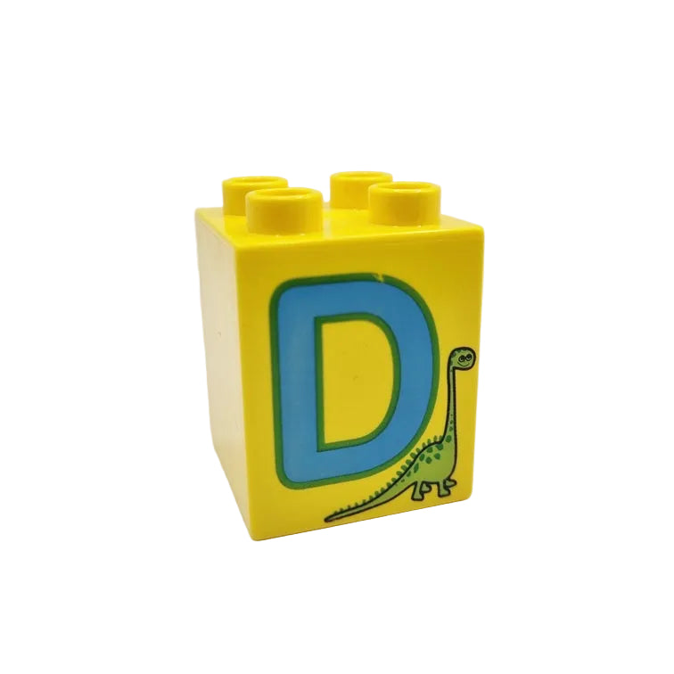 lego duplo bedruckt motivstein buchstabe d dino 31110pb046 gelb einzeln 2x2x2