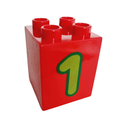 lego duplo bedruckt motivstein zahl ziffer 31110pb073 2x2x2 eins 1 rot hellgrün einzeln 