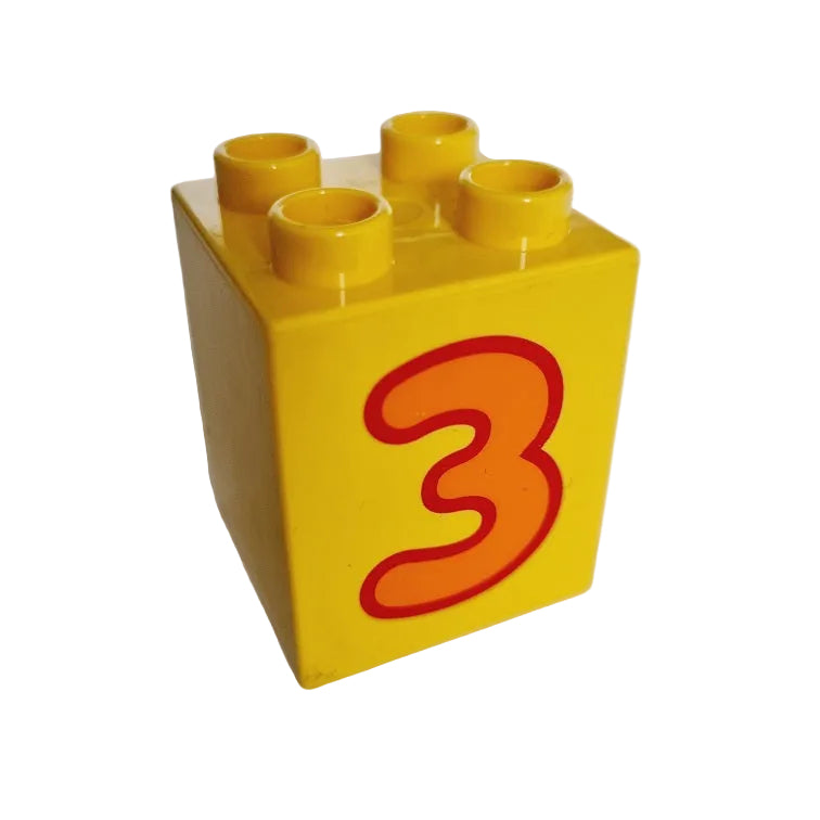 lego duplo bedruckt motivstein zahl ziffer 31110pb075 gelb 2x2x2 drei 3 orange einzeln