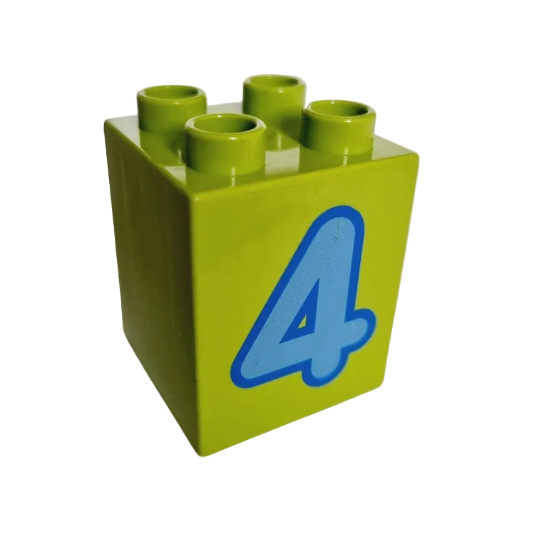 lego duplo bedruckt motivstein zahl ziffer 31110pb076 4 vier hellgrün blau einzeln 2x2x2