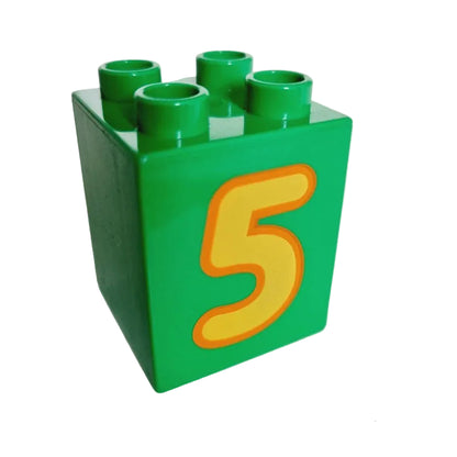 lego duplo bedruckt motivstein zahl ziffer 3110pb077 fünf 5 knallgrün gelb einzeln 2x2x2