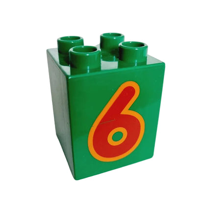 lego duplo bedruckt motivstein zahl ziffer 31110pb078 sechs 6 2x2x2 grün rot