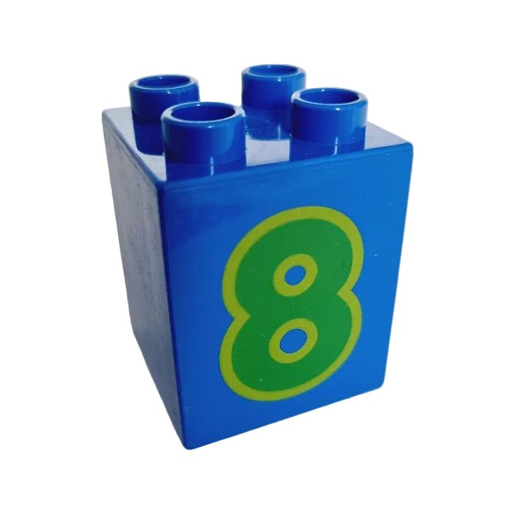 lego duplo bedruckt motivstein zahl ziffer 31110pb080 2x2x2 blau acht 8 grün einzeln 