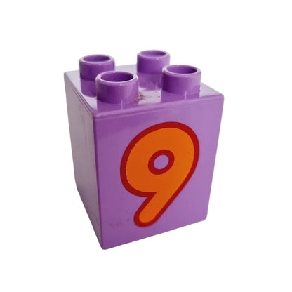 lego duplo bedruckt motivstein zahl ziffer 31110pb081 neun 9 flieder orange einzeln einzeltele
