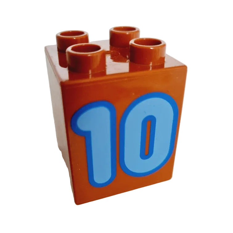 lego duplo bedruckt motivstein zahl ziffer 31110pb082 zehn 10 braun blau hellblau 2x2x2 einzeln 