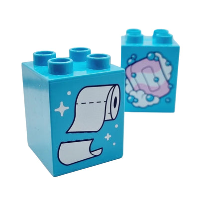 lego duplo 31110pb191 bedruckt motivstein klopapier toilettenpapier seife beidseitig azur 2x2x2 schaum