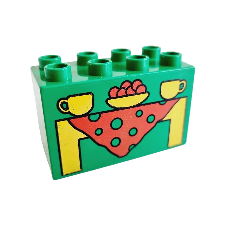 lego duplo bedruckt motivstein tisch 31111pb027 tassen tischdecke 4x2x2 grün möbel einzeln alt