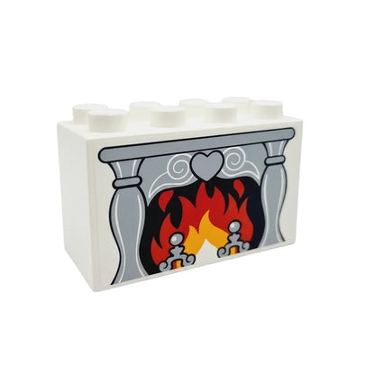 lego duplo bedruckt motivstein kamin feuer flammen weiß 4x2x2 herz inventar einrichtung puppenhaus schloss