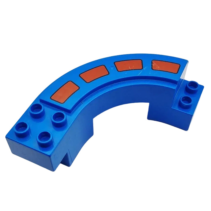 lego duplo autorennen racing einzeln rennbahn bausteinjäger strecke straße kurve gebogen blau markierung striche rot zusammensteckbar