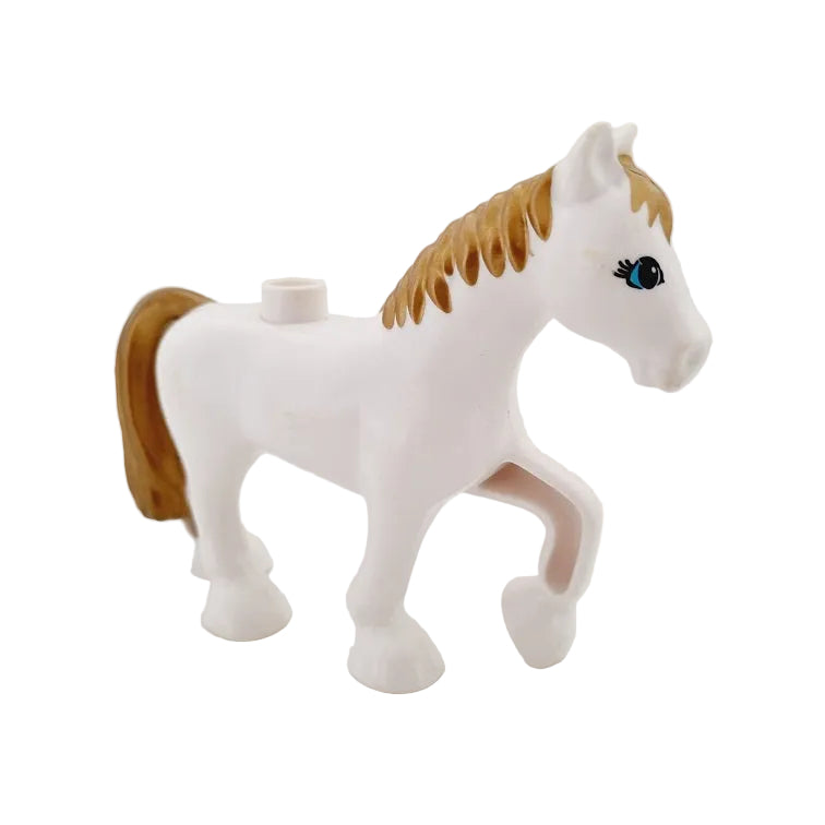 lego duplo tiere einzeln einzelteile pferd pferde bausteinjäger 3426pb01 schimmel weiß mähne schweif gold wimpern augen blau stute