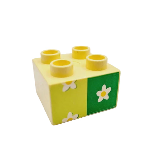 lego duplo bedruckt motivstein muster 3437pb003 blumen blümchen hellgelb gelb grün tapete einzeln