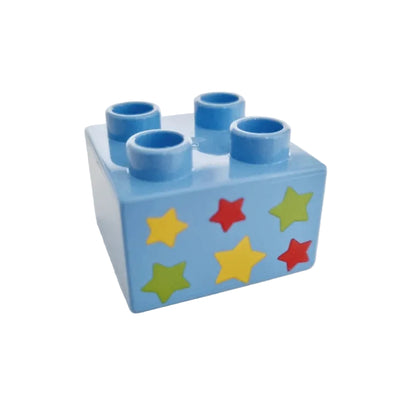 lego duplo bedruckt motivstein muster 3437pb043 2x2 sterne hellblau 