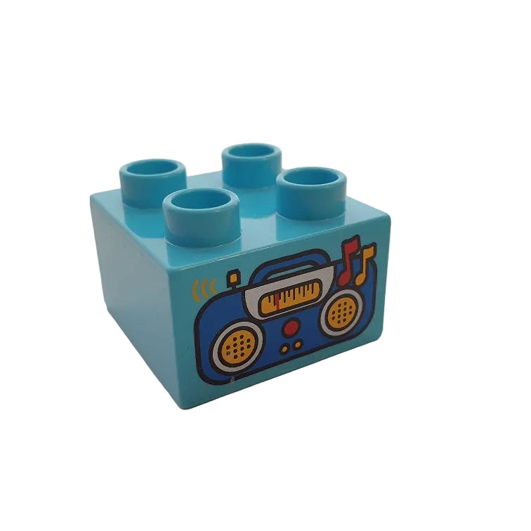 lego duplo bedruckt motivstein radio 3437pb058 2x2 azur einzeln deko
