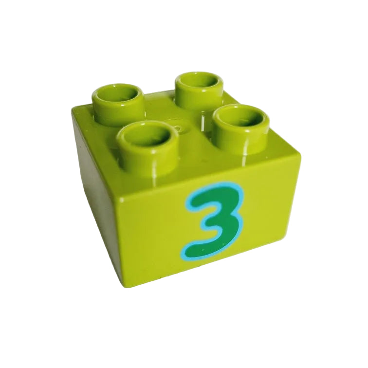 lego duplo bedruckt motivstein zahl 3 drei hellgrün 3437pb060 2x2 zählen rechnen lernen