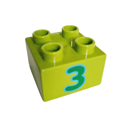 lego duplo bedruckt motivstein zahl 3 drei hellgrün 3437pb060 2x2 zählen rechnen lernen