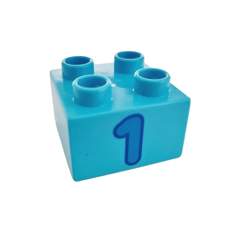 lego duplo bedruckt motivstein zahl 3437pb062 1 eins azur 2x2 einzeln rechnen 