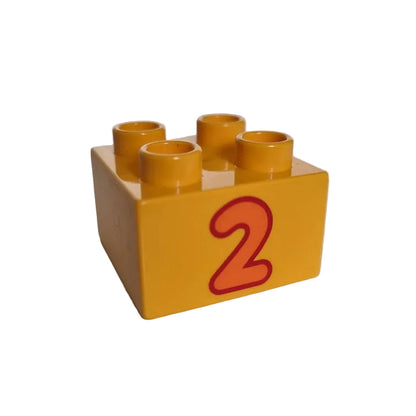 lego duplo bedruckt motivstein zahl3437pb063 2x2 2 orange hellorange zwei