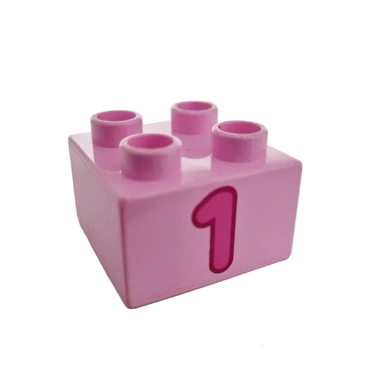 lego duplo bedruckt motivstein zahl 3437pb065 rosa 1 eins 2x2 einzeln