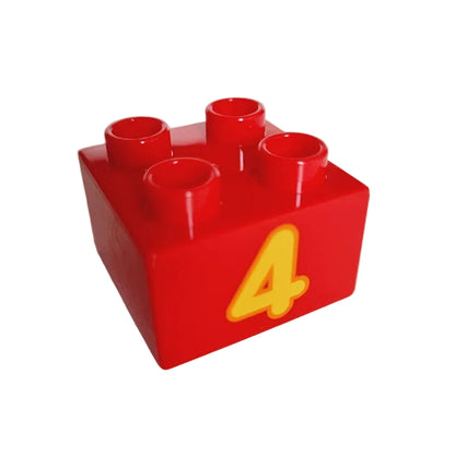 lego duplo bedruckt motivstein zahl 3437pb066 vier 4 2x2 rot einzeln