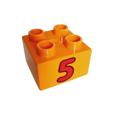 lego duplo bedruckt motivstein zahl ziffer 3437pb067 5 fünf orange rot einzeln einzelteile