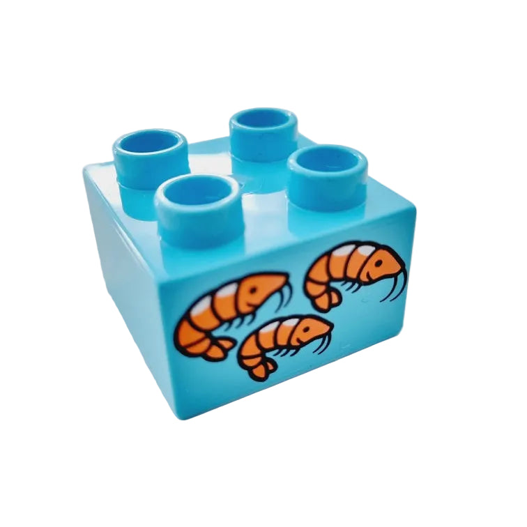 lego duplo bedruckt motivstein tiere shrimps drei 3437pb080 azur 2x2
