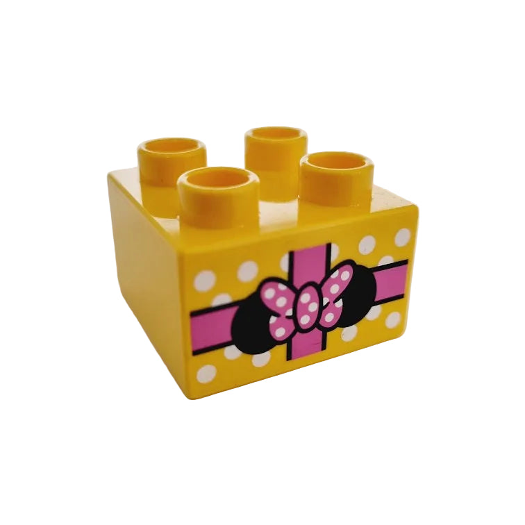lego duplo bedruckt motivstein mickey mouse maus 3437pb095 geschenk gelb 2x2 schleife