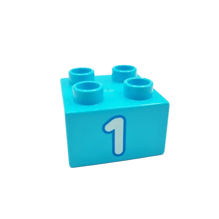 lego duplo bedruckt motivstein zahl ziffer 437pb100 1 eins 2x2 azur 