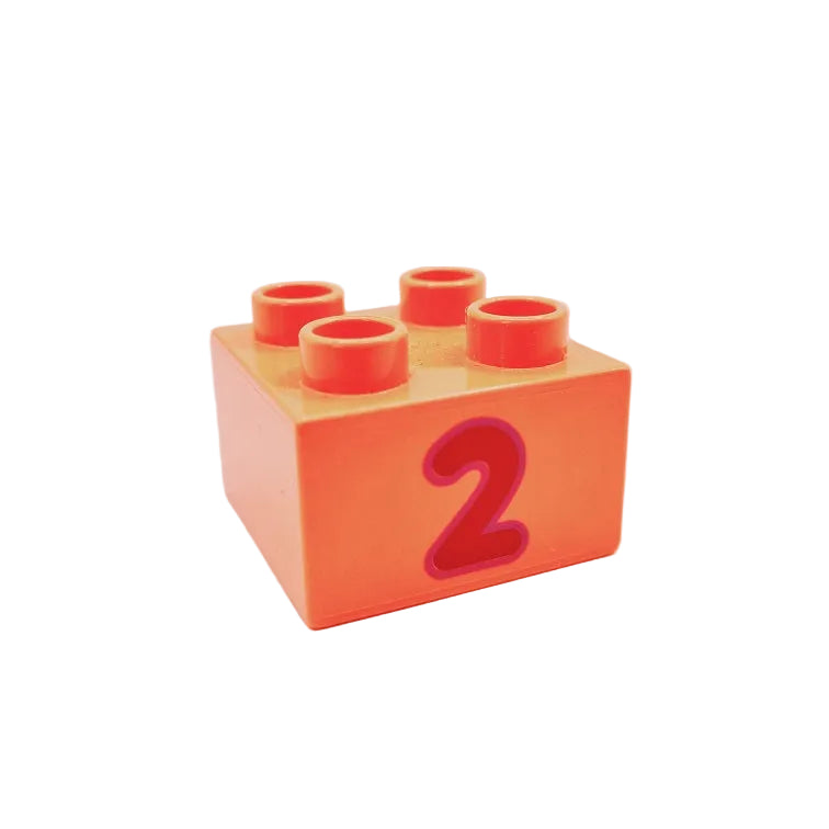 lego duplo bedruckt motivstein zahl ziffer 3437pb101 2 zwei 2x2 koralle