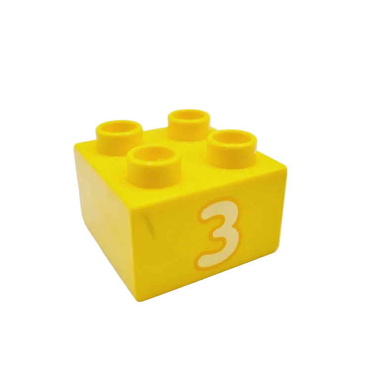 lego duplo bedruckt motivstein zahl ziffer 3437pb102 2x2 gelb drei hellgelb 