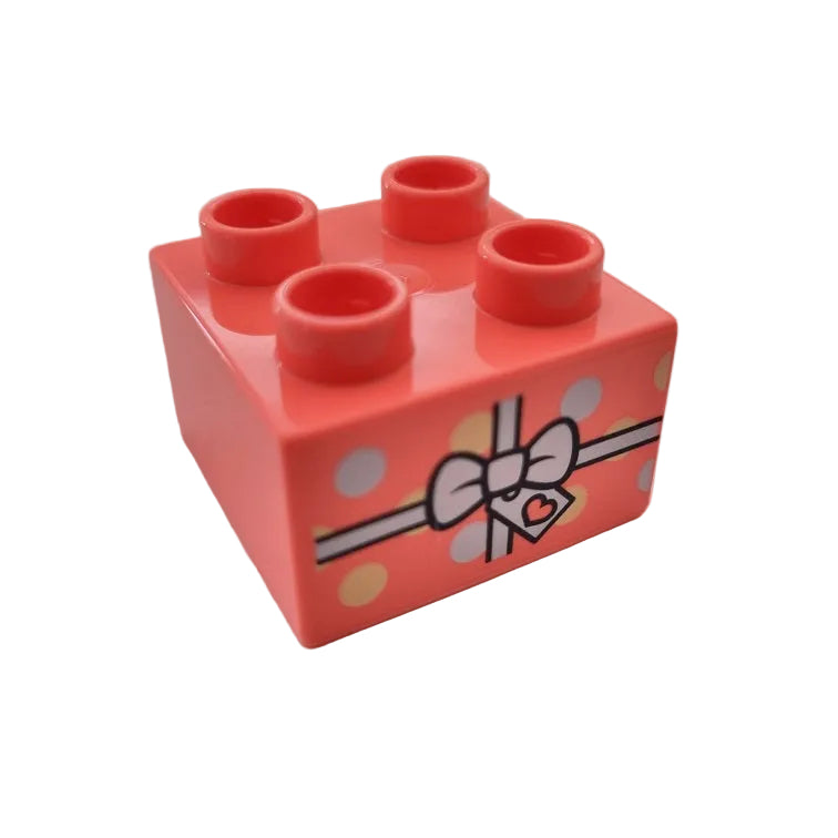 lego duplo bedruckt motivstein geschenk 3737pb103 koralle 2x2 schleife karte herz punkte gepunktet