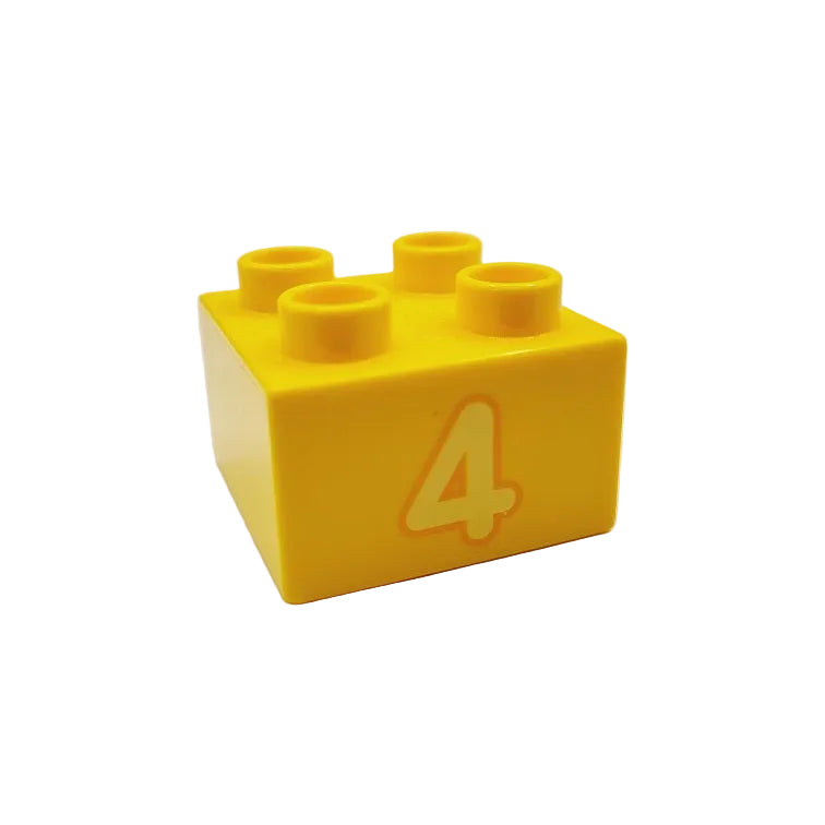 lego duplo bedruckt motivstein zahl ziffer 3437pb106 4 vier gelb 2x2