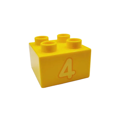 lego duplo bedruckt motivstein zahl ziffer 3437pb106 4 vier gelb 2x2