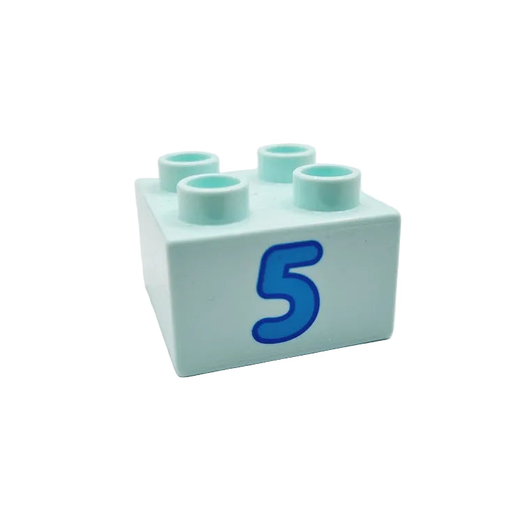 lego duplo bedruckt motivstein zahl ziffer 3437pb107 5 fünf mint azur einzeln 2x2