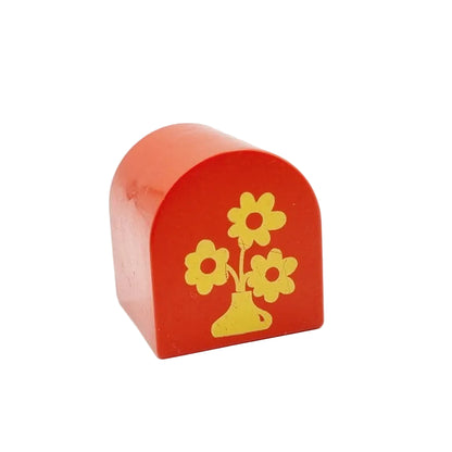 lego duplo bedruckt motivstein 3664pb06 2x2 rot rund blumen vase deko dekoration