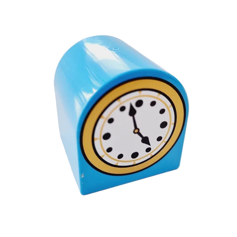 lego duplo bedruckt motivstein 3664pb32 mittelblau uhr 2x2 rund 