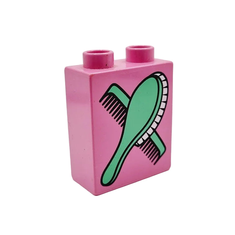 lego duplo bedruckt motivstein 4066pb044 kamm bürste pink 2x1x2 lindgrün einzeln badezimmer bad accessoires deko 