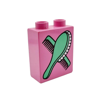 lego duplo bedruckt motivstein 4066pb044 kamm bürste pink 2x1x2 lindgrün einzeln badezimmer bad accessoires deko 