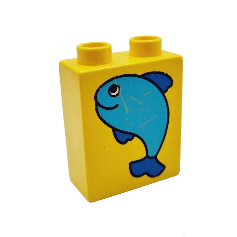 lego duplo bedruckt motivstein tier 4066pb055 fisch gelb blau 2x1x2