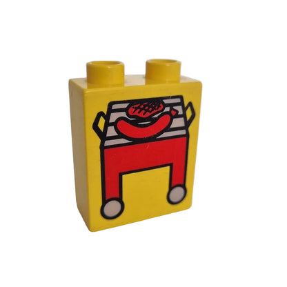 lego duplo bedruckt motivstein 4066pb061 grill bratwurst steak 2x1x2 gelb inventar garten rot 