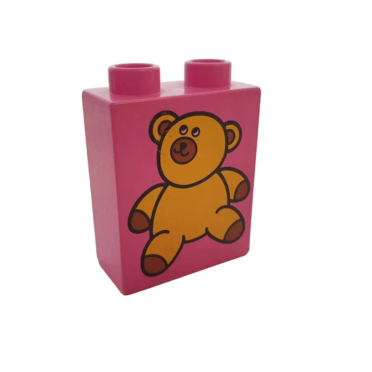 lego duplo bedruckt motivstein 4066b080 teddy teddybär bär kuscheltier 2x1x2 pink
