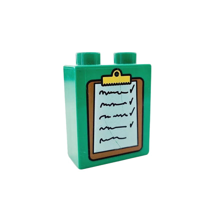 lego duplo bedruckt motivstein 4066pb113 klemmbrett notiz unterlagen akte grün 2x1x2 liste einzeln inventar büro