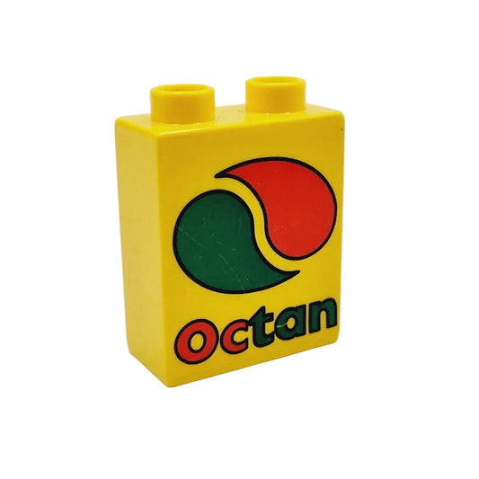 lego duplo baustein bedruckt motivstein tankstelle 4066pb347 octan 2x1x2 gelb logo